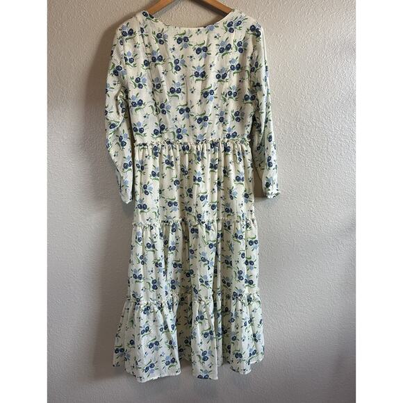 Sweet Baby Jamie‎ Floral Midi Sweetheart Neck Dress L Ditsy Cottagecore Prairie - Picture 2 of 13